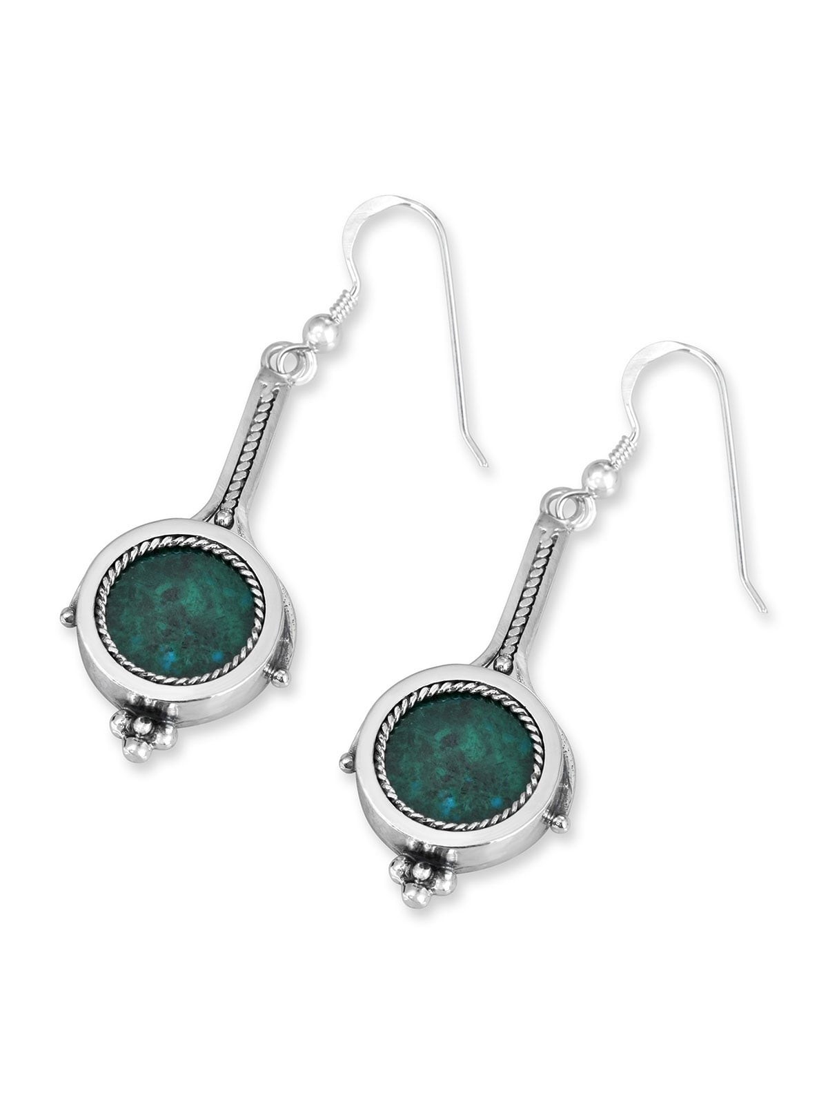 Rafael Jewelry Boucles d'oreilles longues en argent sterling et pierre d'Eilat