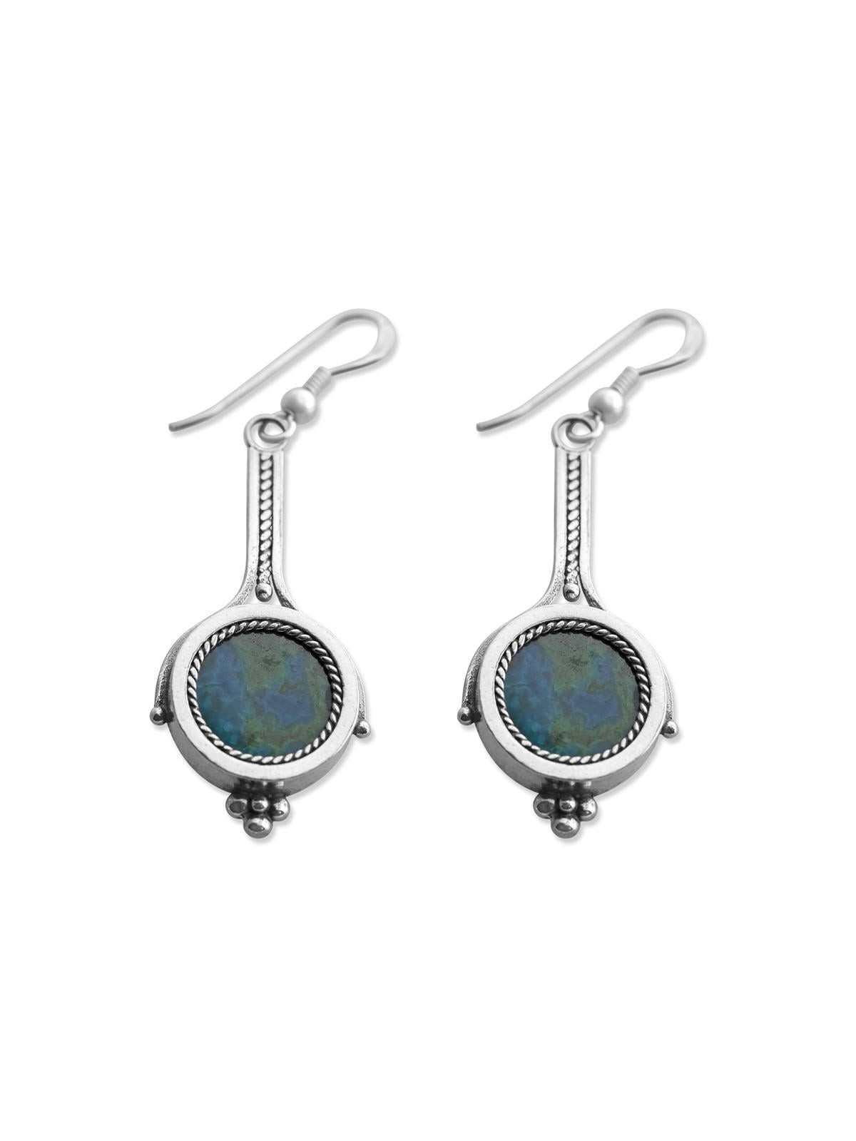 Rafael Jewelry Deluxe Sterling Silver and Eilat Stone Long Earrings