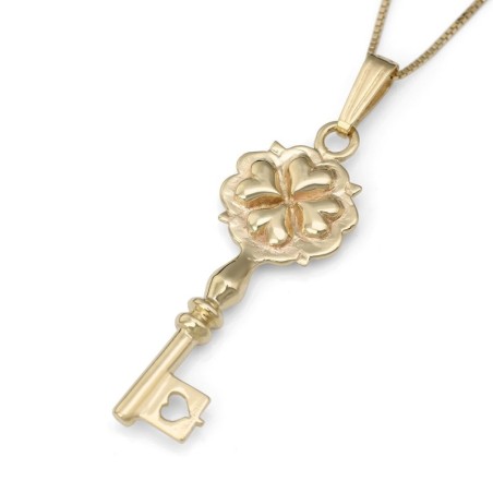 Pendentif clé en forme de cœur exclusif en or 14 carats