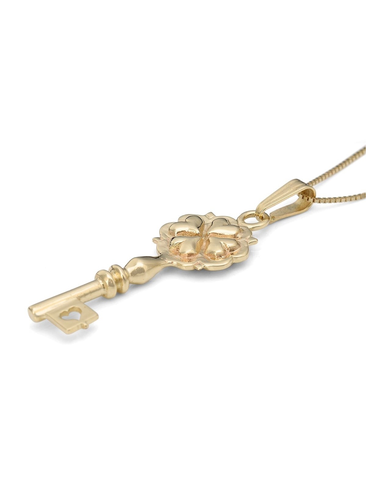 Pendentif clé en forme de cœur exclusif en or 14 carats