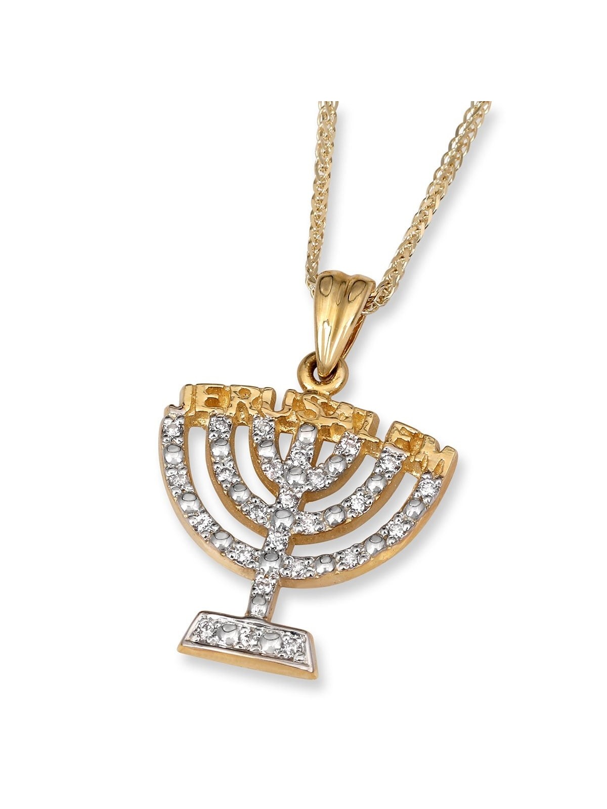 Anbinder Jewelry 14K Yellow Gold Diamond-Accented Menorah Pendant With