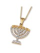 Anbinder Jewelry Pendentif Menorah en or jaune 14 carats rehaussé de diamants avec