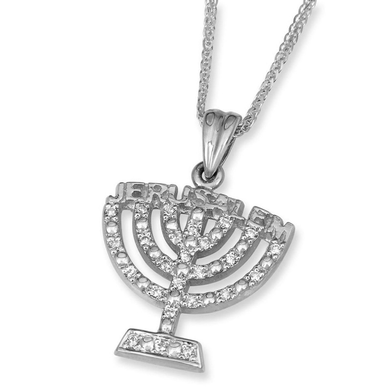 Anbinder Jewelry Pendentif Menorah en or jaune 14 carats rehaussé de diamants avec
