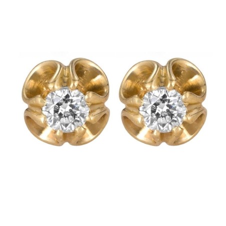 Boucles d'oreilles à tige en diamant à 6 griffes en or 14 carats (choix de couleur)