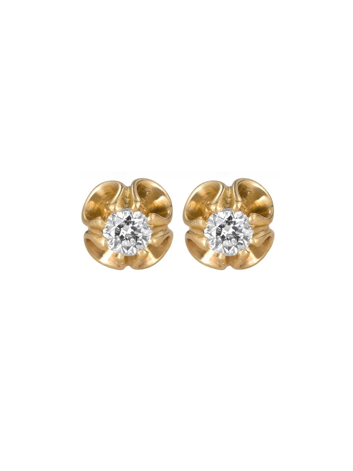 14K Gold 6-Pronged Diamond Stud Earrings (Choice of Color)