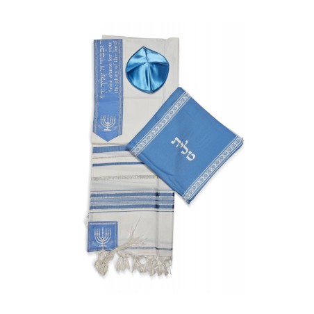 Ateret Acrylic Tallit Set Menorah Motif and Bible ... | Modern Tallits