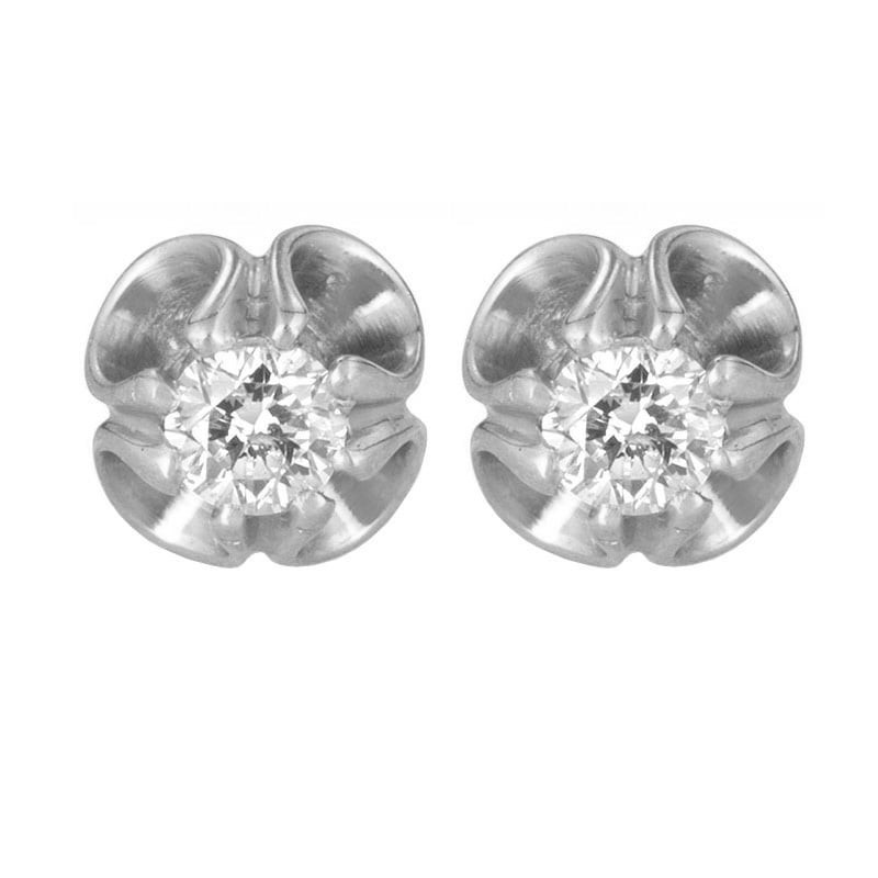 Boucles d'oreilles à tige en diamant à 6 griffes en or 14 carats (choix de couleur)