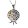 Gem-Studded Handcrafted Sterling Silver & 9K Gold Pomegranate Necklace