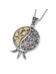 Collier de grenade en argent sterling et or 9 carats fabriqué à la main et serti de pierres précieuses