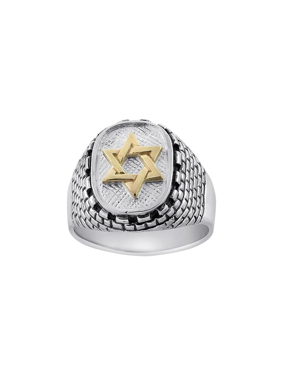 Sterling Silver and Gold Star of David and Western Wall Ring
