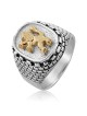 Sterling Silver and Gold Lion of Judah and Western Wall Ring