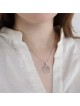Collier à pendentif en or blanc 14 carats avec cercles rehaussés de diamants