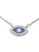 Collier à pendentif Evil Eye en or blanc 14 carats rehaussé de diamants