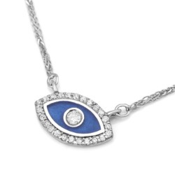 Diamond-Accented Evil Eye 14K White Gold Pendant Necklace