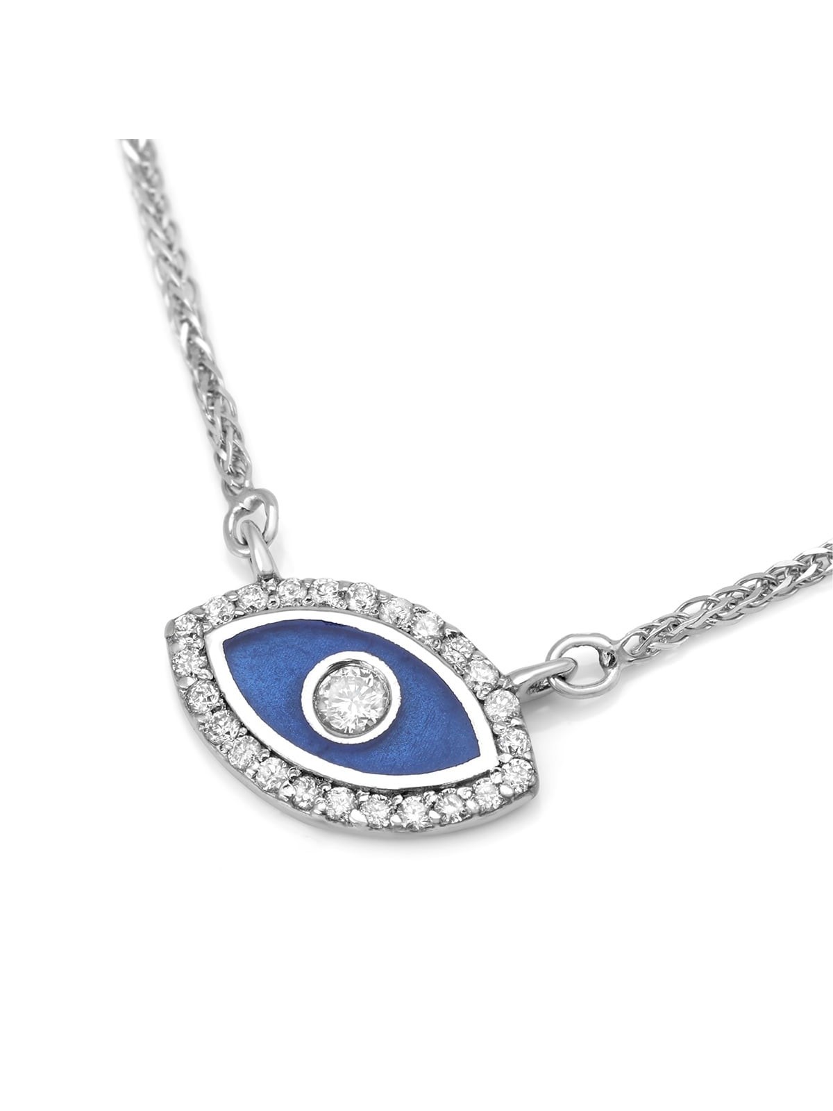 Diamond-Accented Evil Eye 14K White Gold Pendant Necklace