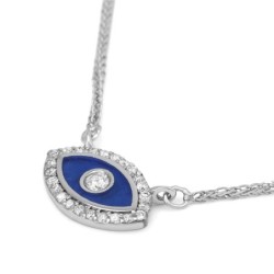 Diamond-Accented Evil Eye 14K White Gold Pendant Necklace