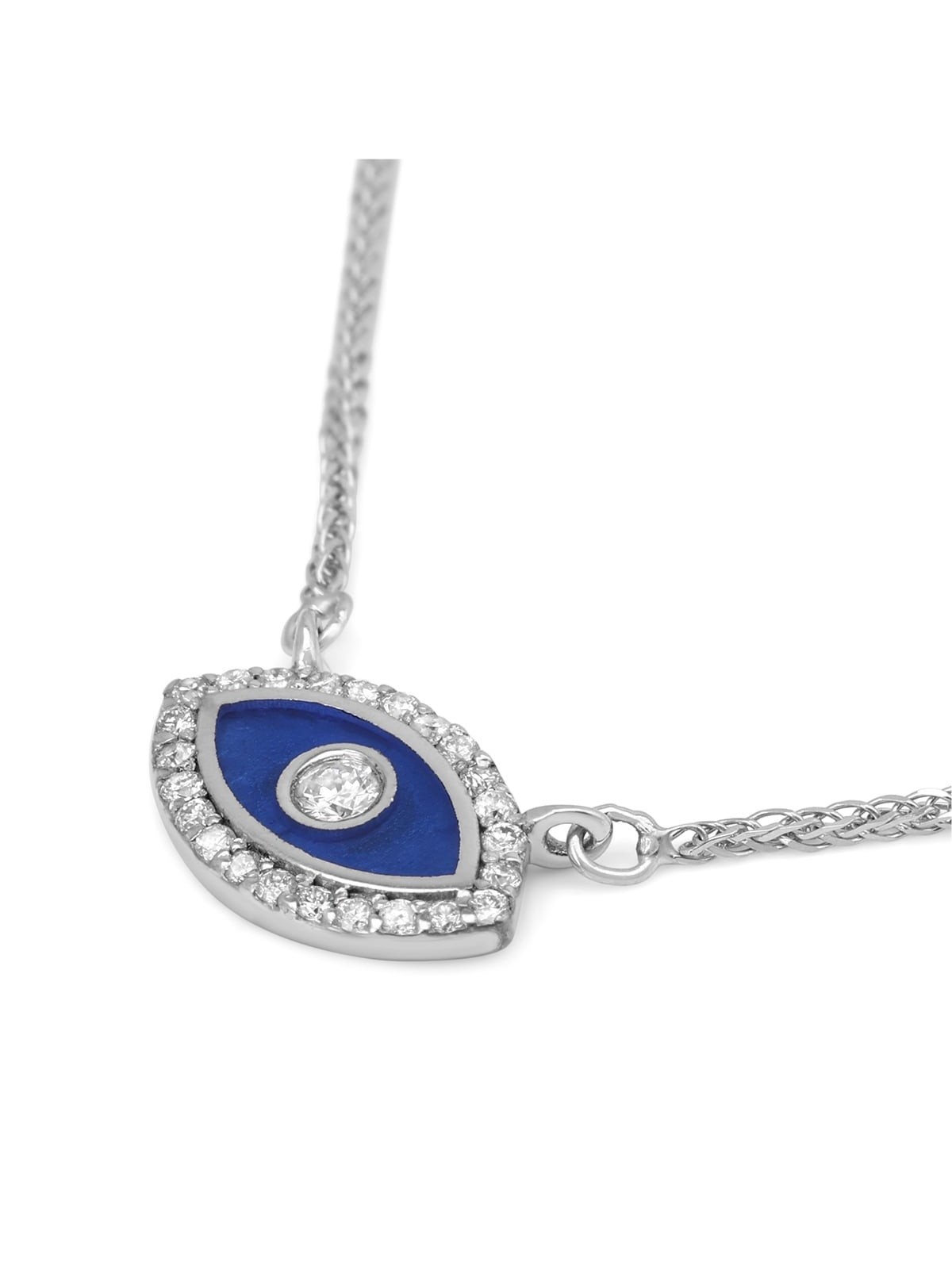 Diamond-Accented Evil Eye 14K White Gold Pendant Necklace