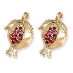 Rafael Jewelry Handcrafted 14K Yellow Gold Pomegranate Earrings With P