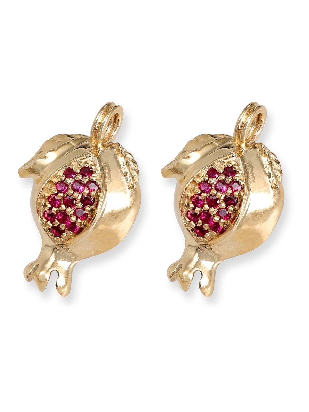 Rafael Jewelry Handcrafted 14K Yellow Gold Pomegranate Earrings With P