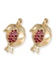 Rafael Jewelry Boucles d'oreilles en forme de grenade en or jaune 14 carats fabriquées à la main avec P