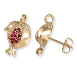 Rafael Jewelry Handcrafted 14K Yellow Gold Pomegranate Earrings With P