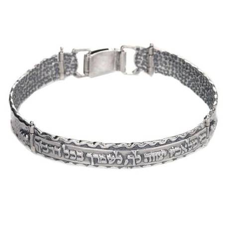 Bracelet à charnière en argent sterling - Prière du voyageur (Psaumes 91:11)