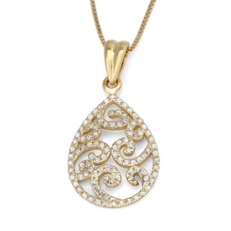 Collier pendentif en filigrane orné en or 14 carats (choix de couleurs)