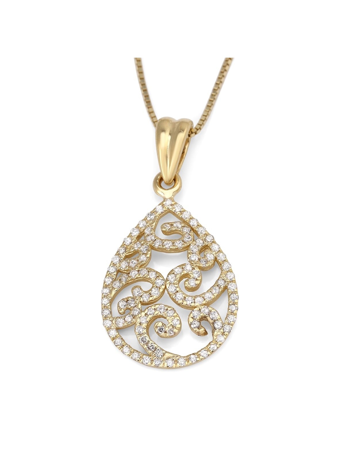 Collier pendentif en filigrane orné en or 14 carats (choix de couleurs)
