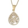 Ornate Filigree 14K Gold Pendant Necklace (Choice of Colors)