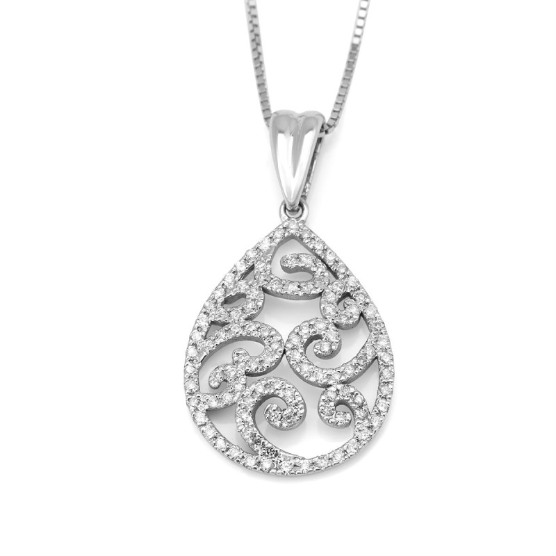 Collier pendentif en filigrane orné en or 14 carats (choix de couleurs)