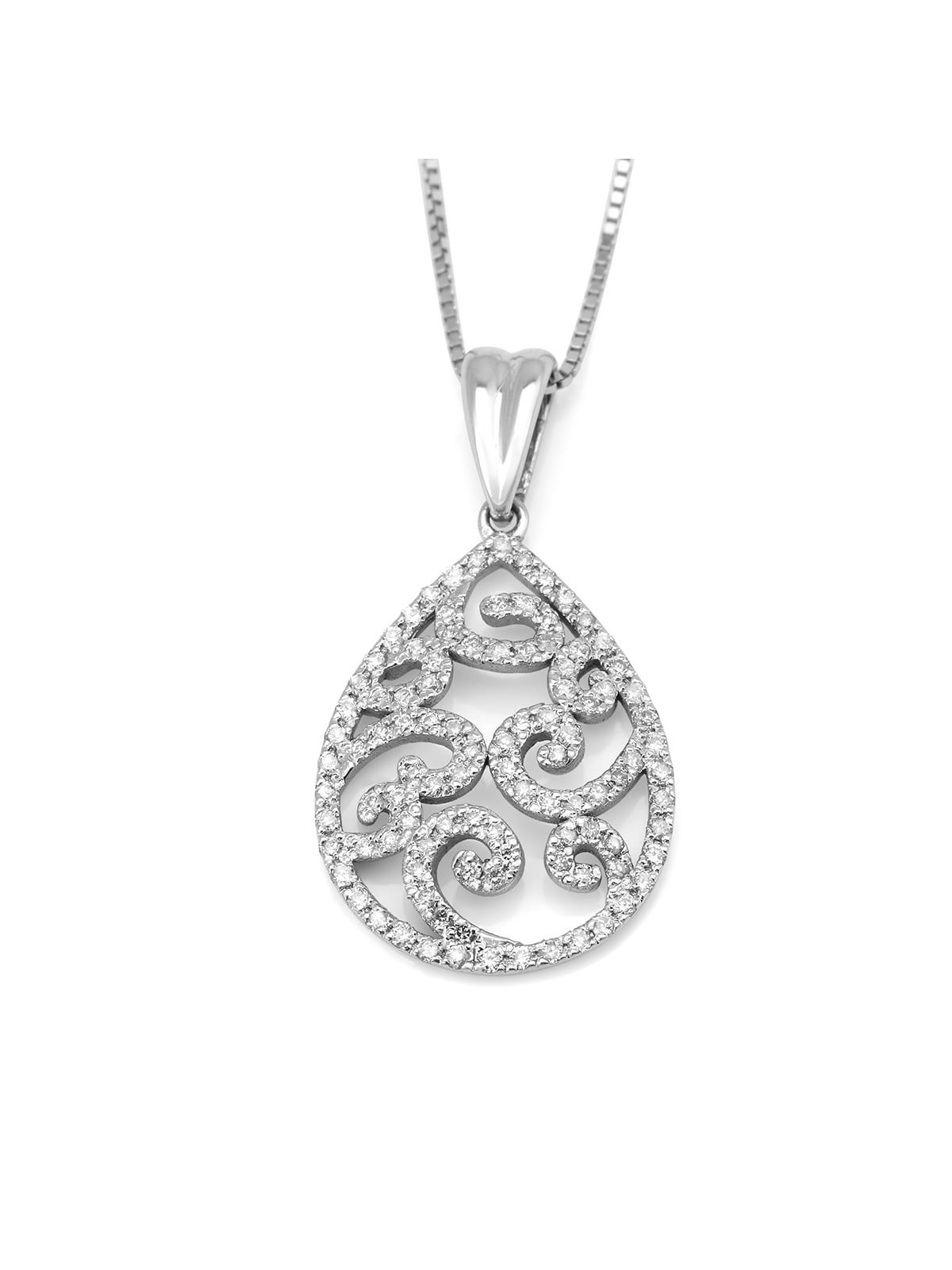 Collier pendentif en filigrane orné en or 14 carats (choix de couleurs)