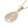 Ornate Filigree 14K Gold Pendant Necklace (Choice of Colors)
