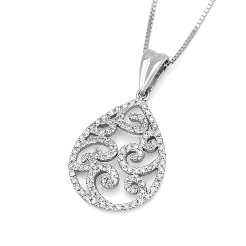 Collier pendentif en filigrane orné en or 14 carats (choix de couleurs)