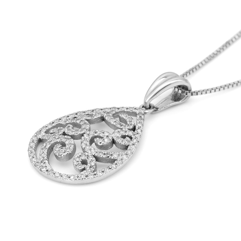 Collier pendentif en filigrane orné en or 14 carats (choix de couleurs)