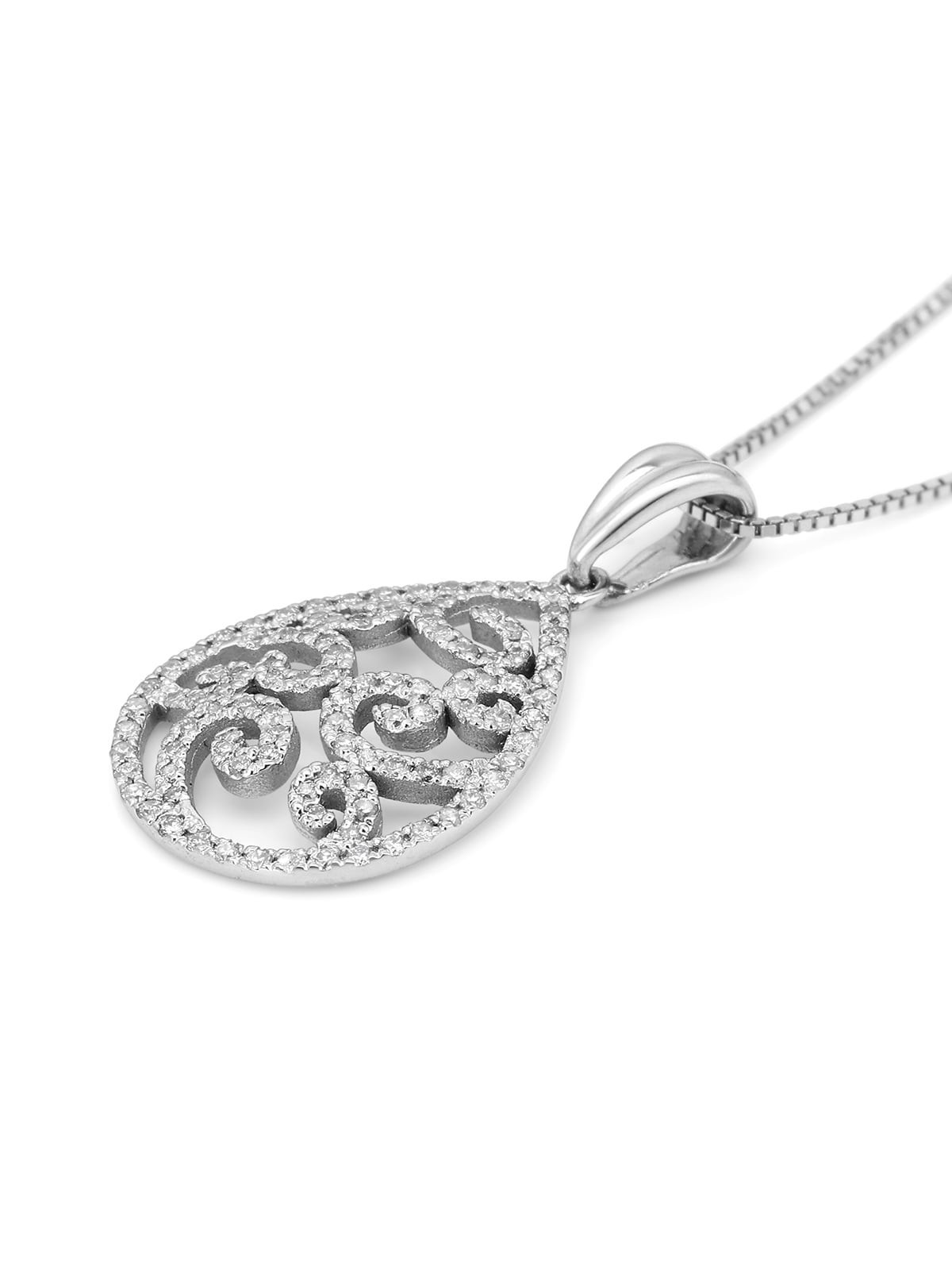 Ornate Filigree 14K Gold Pendant Necklace (Choice of Colors)