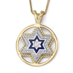 14K Gold Luxury Star Of David Diamond Pendant Necklace