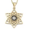 Modern 14K Yellow Gold Star of David Pendant Necklace With Diamonds an