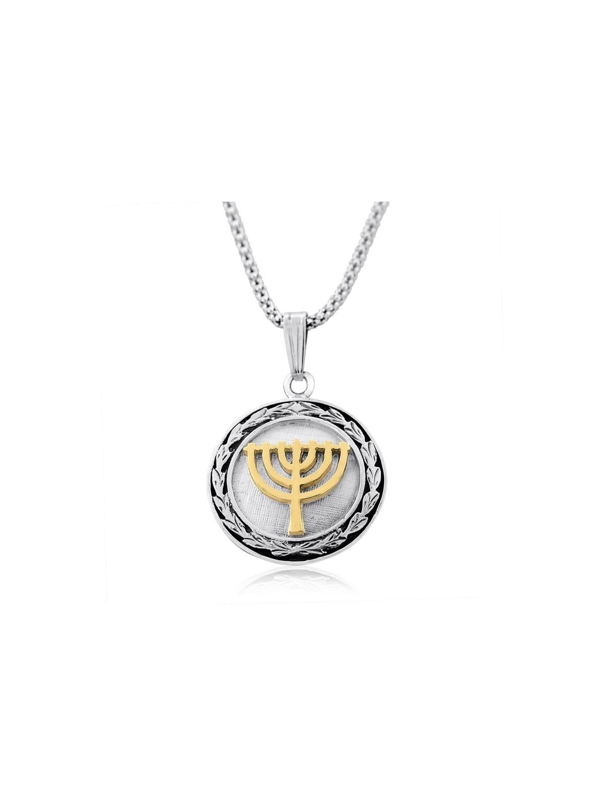 Collier Menorah en or et argent