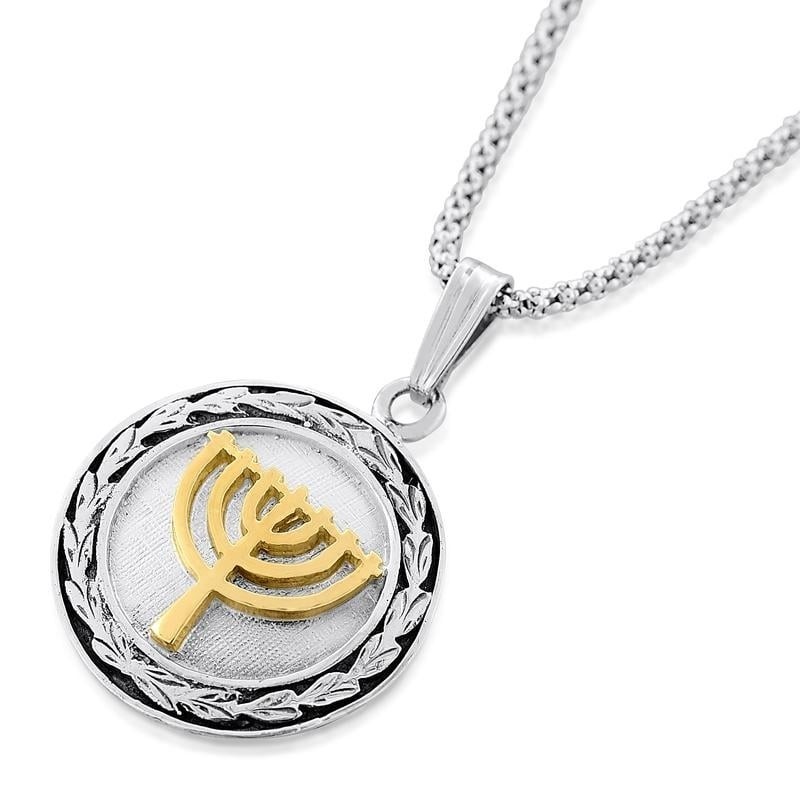 Collier Menorah en or et argent