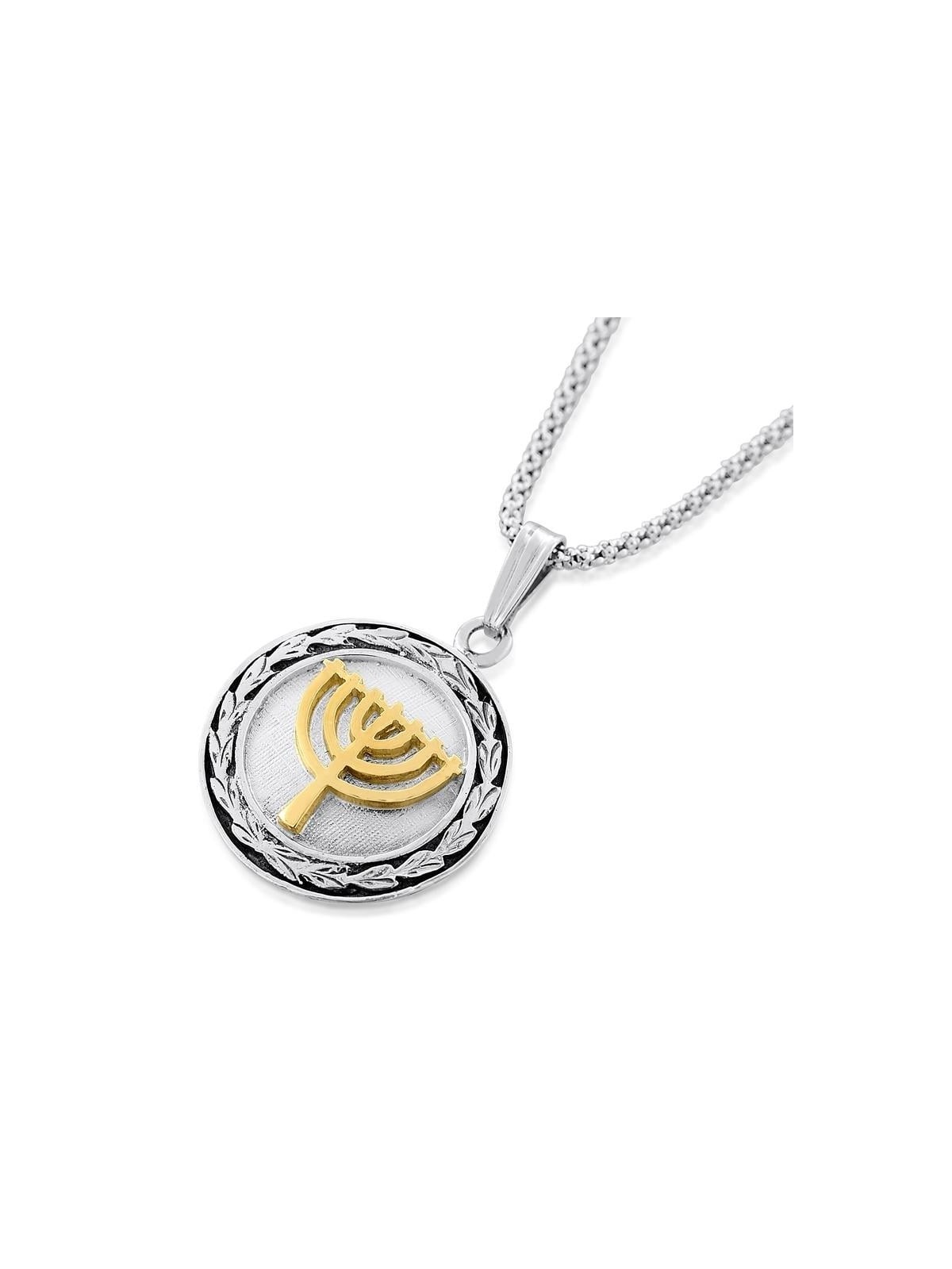 Collier Menorah en or et argent