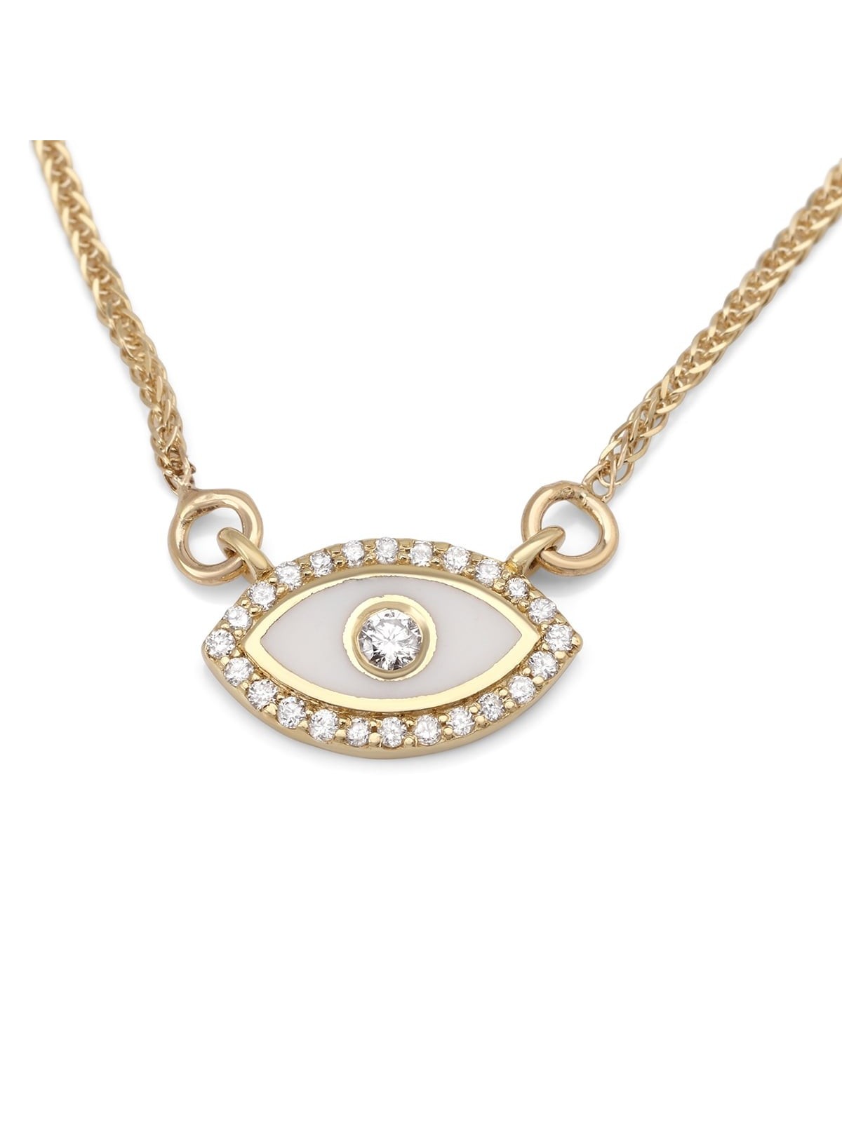 Diamond-Accented Evil Eye 14K Yellow Gold Pendant Necklace