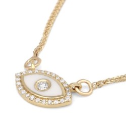 Diamond-Accented Evil Eye 14K Yellow Gold Pendant Necklace