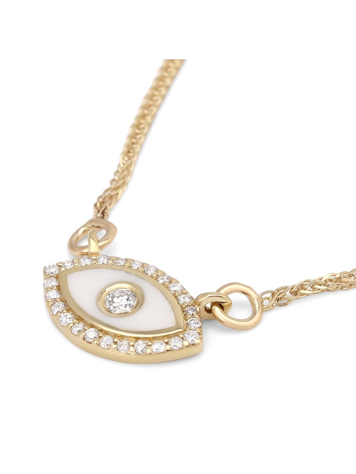 Diamond-Accented Evil Eye 14K Yellow Gold Pendant Necklace