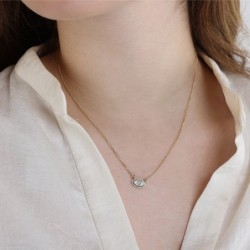 Diamond-Accented Evil Eye 14K Yellow Gold Pendant Necklace