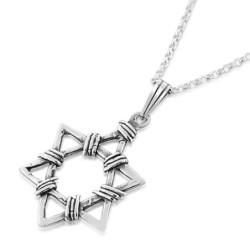 Sterling Silver Wired Star of David Necklace