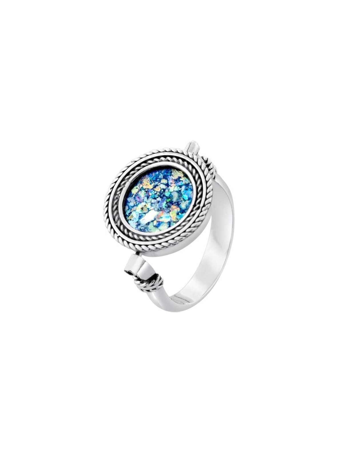 Roman Glass and Silver Circle Ring