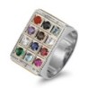 Silver and Gold Hoshen Men's Ring with Diamond and Gemstones