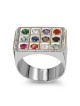 Silver and Gold Hoshen Men's Ring with Diamond and Gemstones
