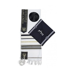 Ateret Acrylic Tallit Set Menorah Motif and Bible ... | Modern Tallits