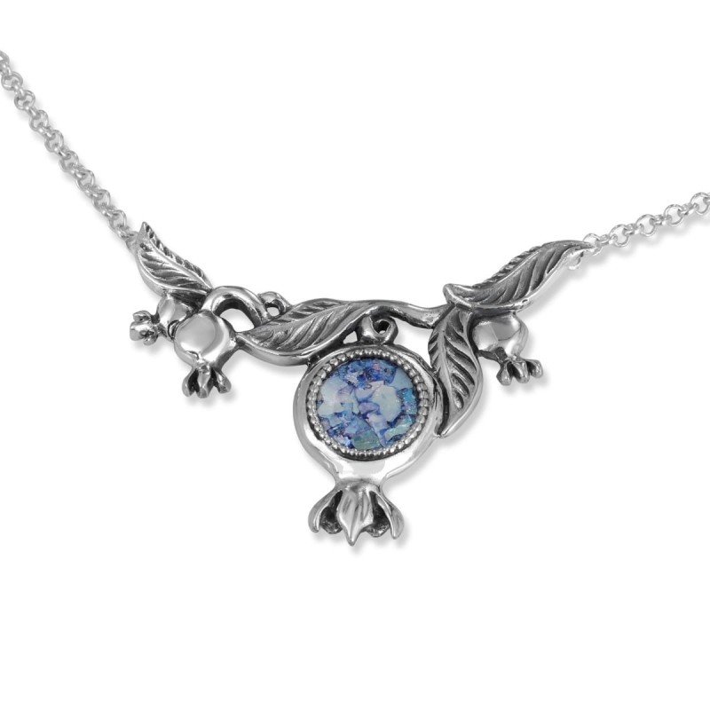 Rafael Jewelry Collier en argent sterling avec grenades et verre romain